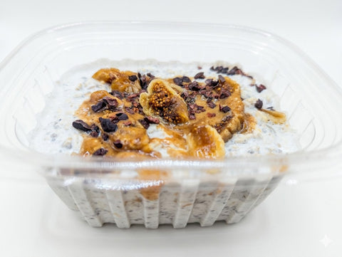 Breakfast: Fig + Almond Butter Cacao Protein Oats (vegan)