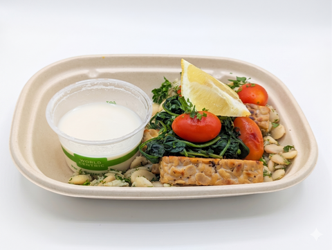 #2 Lemon & Herb Tempeh with White Bean Salad (Vegan)
