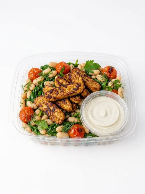 #2 Lemon & Herb Tempeh with White Bean Salad (Vegan)